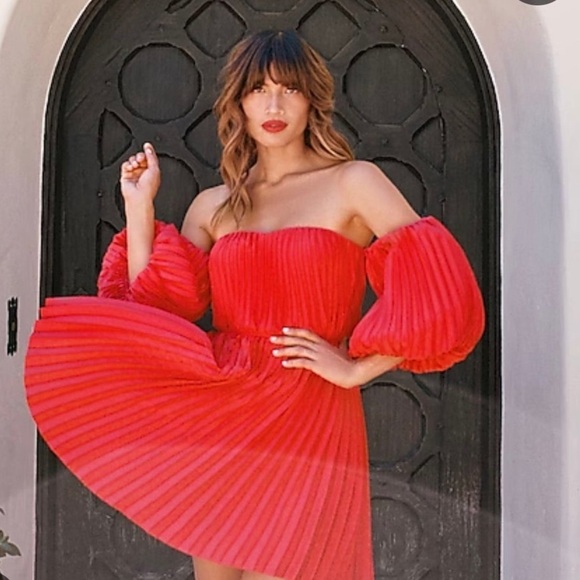 Express Dresses & Skirts - Express Red Pleated Dress
